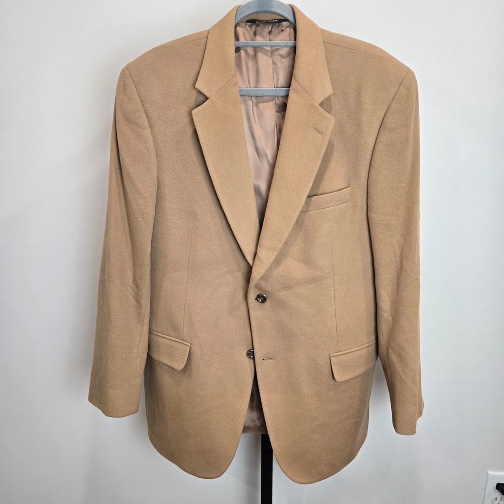 Jos A Bank 100% Cashmere Blazer Mens Size 42RG Tan Single Breasted